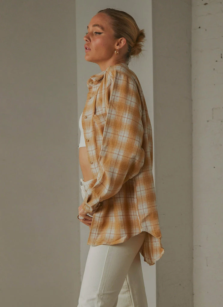 Peppermayo - Know No Better Shirt - Beige Plaid - Image 5
