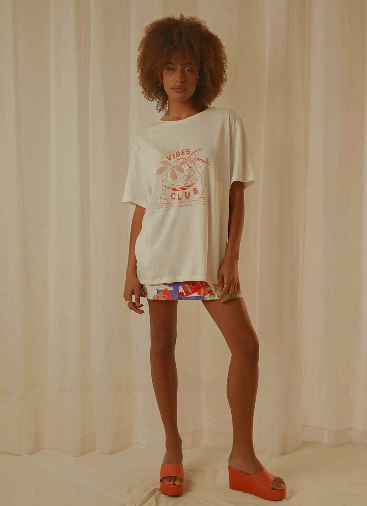 Charlie Holiday - Good Vibes Club Boyfriend Tee - White - Image 2