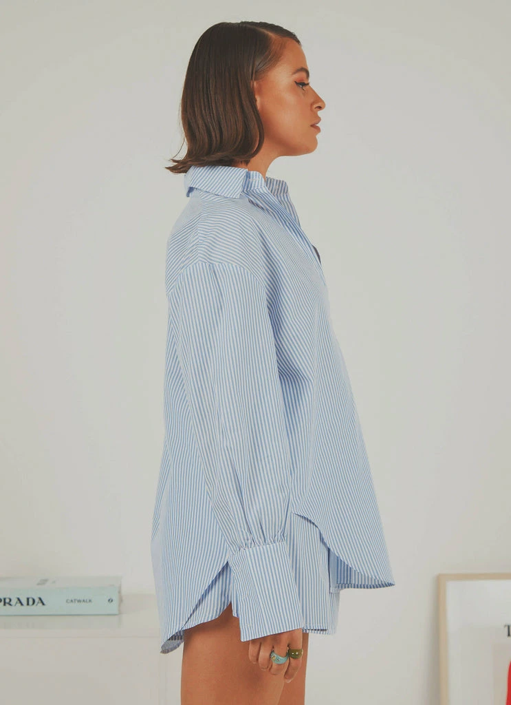 Peppermayo Exclusive - Wanderer Oversized Shirt - Blue & White Stripe - Image 3