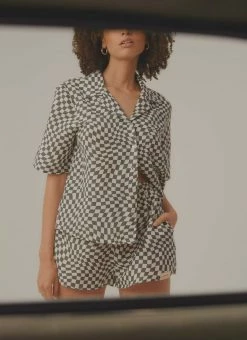 Vacancy Supply - Turbocharge Organic Linen Shirt - Charcoal-White