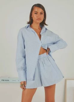 Peppermayo Exclusive - Wanderer Oversized Shirt - Blue & White Stripe