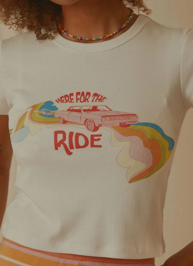 Charlie Holiday - Here For The Ride Slim Tee - White - Image 6