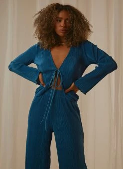 Peppermayo Exclusive - Barcelona Nights Tie Top - Cobalt