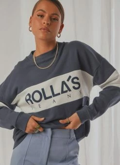 Rolla's Rolla's - Split Logo Sweater - Navy