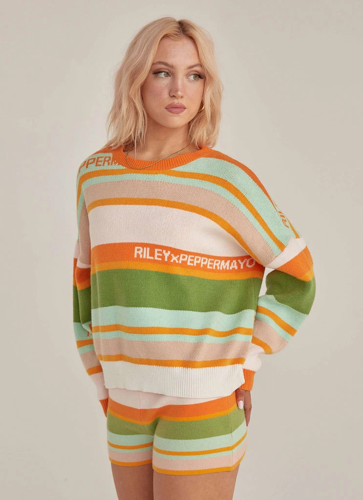 Riley Hubatka X Peppermayo - Il Sole Knit Jumper - Melon Stripe - Image 4