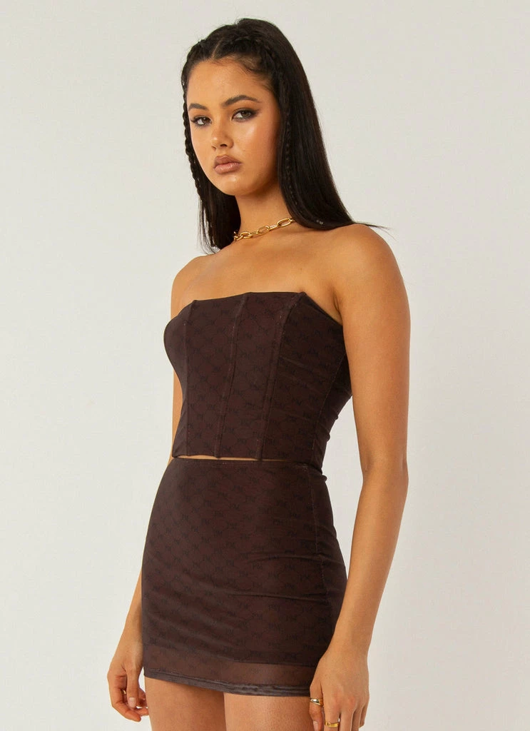 Peppermayo Exclusive - Abbie Bustier - Chocolate Monogram - Image 4