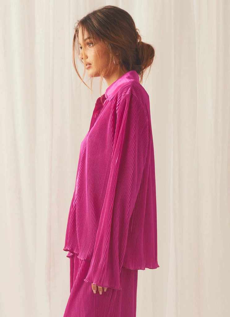 Peppermayo Exclusive - Change Of Pace Plisse Shirt - Magenta - Image 4