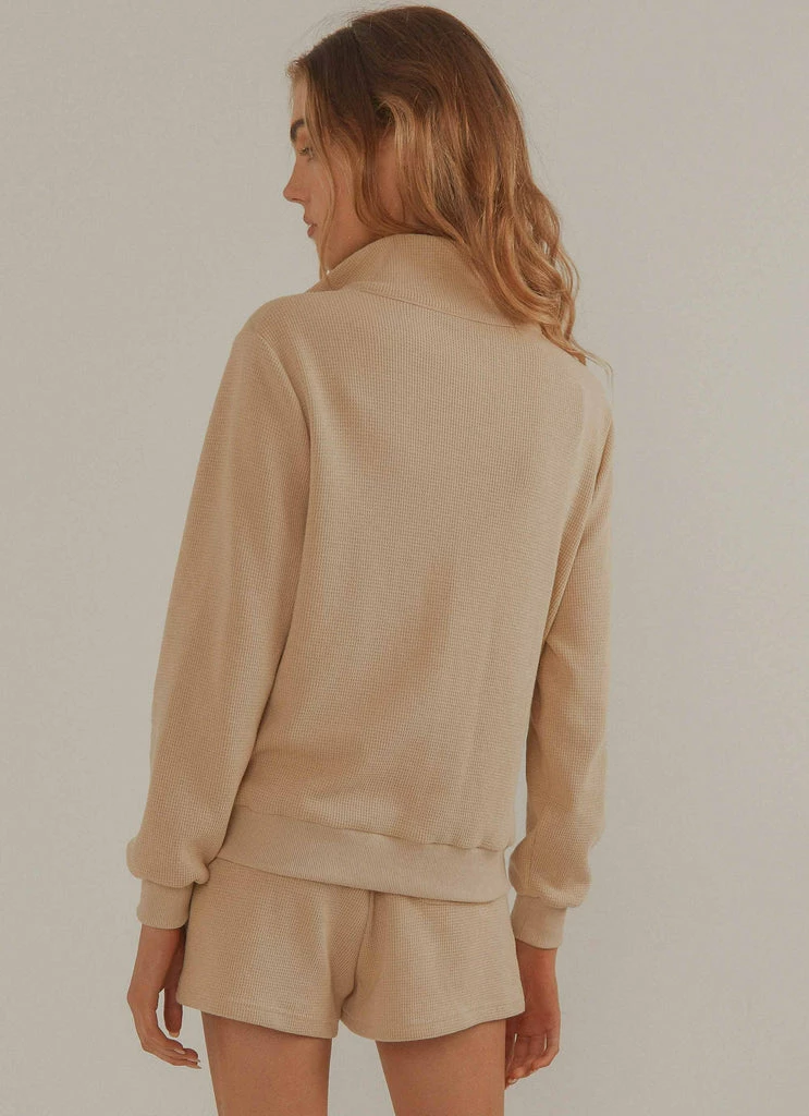 Vacancy Supply - Drift Collared Waffle Jumper - Beige - Image 5