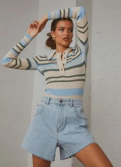 Peppermayo - 70s Nights Bodysuit - Blue Green Stripe