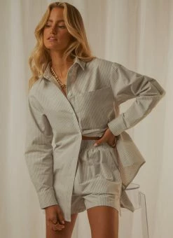 4th & Reckless 4th & Reckless - Heaton Shirt - Grey Stripe