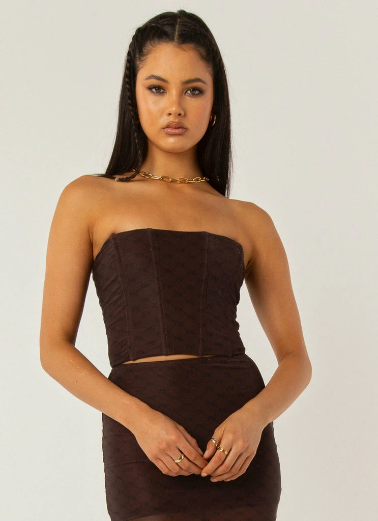 Peppermayo Exclusive - Abbie Bustier - Chocolate Monogram - Image 2