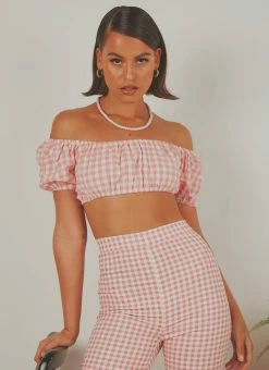 Peppermayo Exclusive - Les Deux Crop Top - Pink Gingham