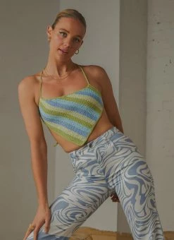 Peppermayo Exclusive - Cancun Crochet Halter Top - Blue Green