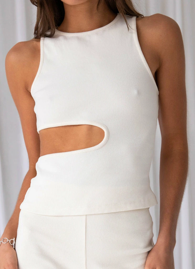 Peppermayo Exclusive - From Us Organic Cotton Rib Tank - Ivory - Image 3