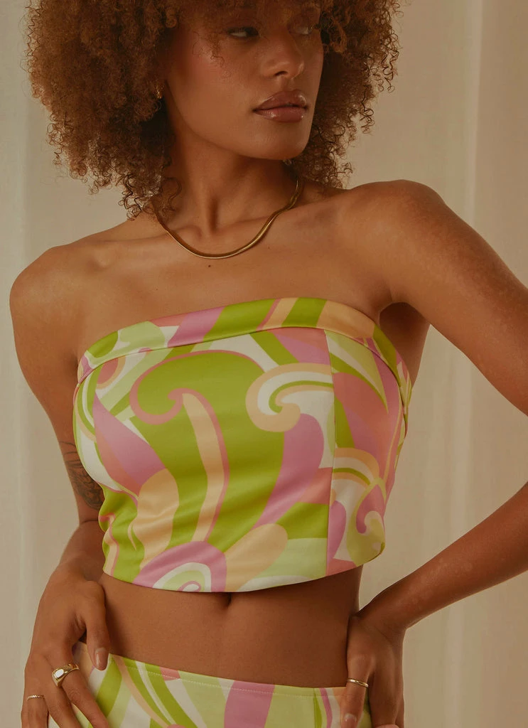 Peppermayo Exclusive - Living In The 90s Bustier Top - Retro Swirl - Image 2