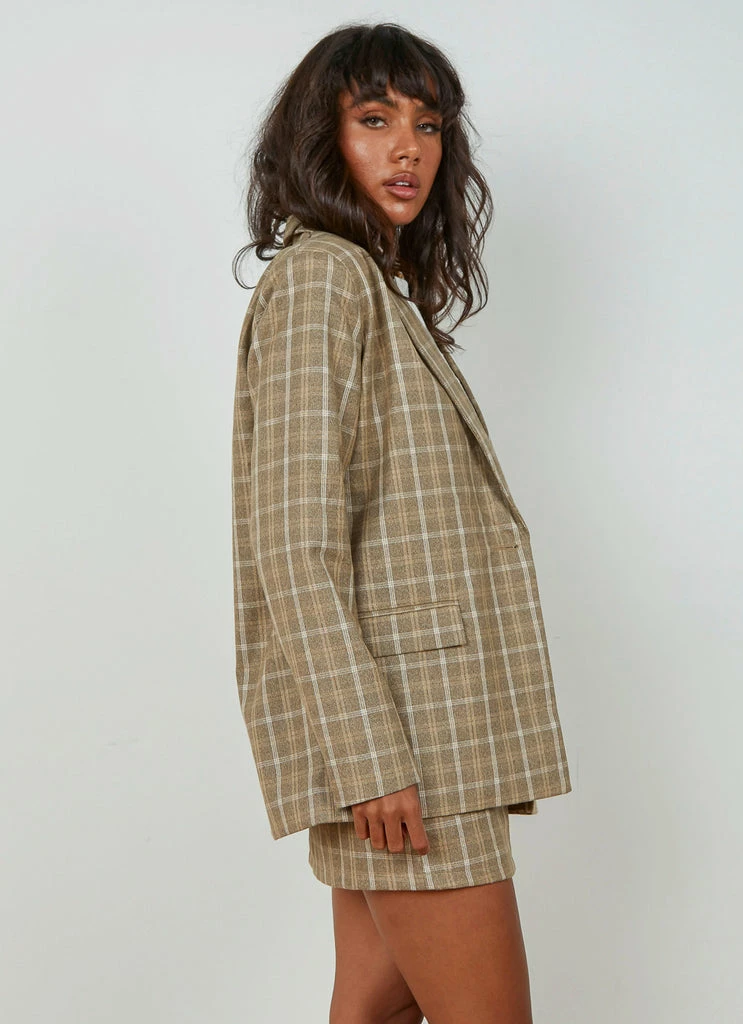 4th & Reckless 4th & Reckless - Chance Blazer - Beige Check - Image 4