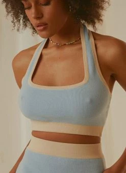 Peppermayo Exclusive - Sunday Morning Knit Halter - Baby Blue