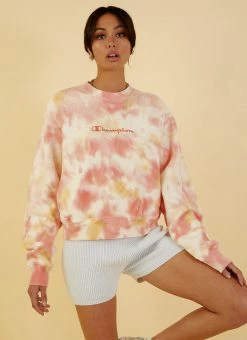 Champion - Reverse Weave Cloud Dye Crew - Pink Tie Dye