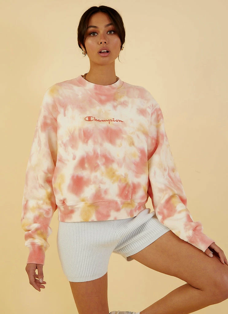 Champion - Reverse Weave Cloud Dye Crew - Pink Tie Dye