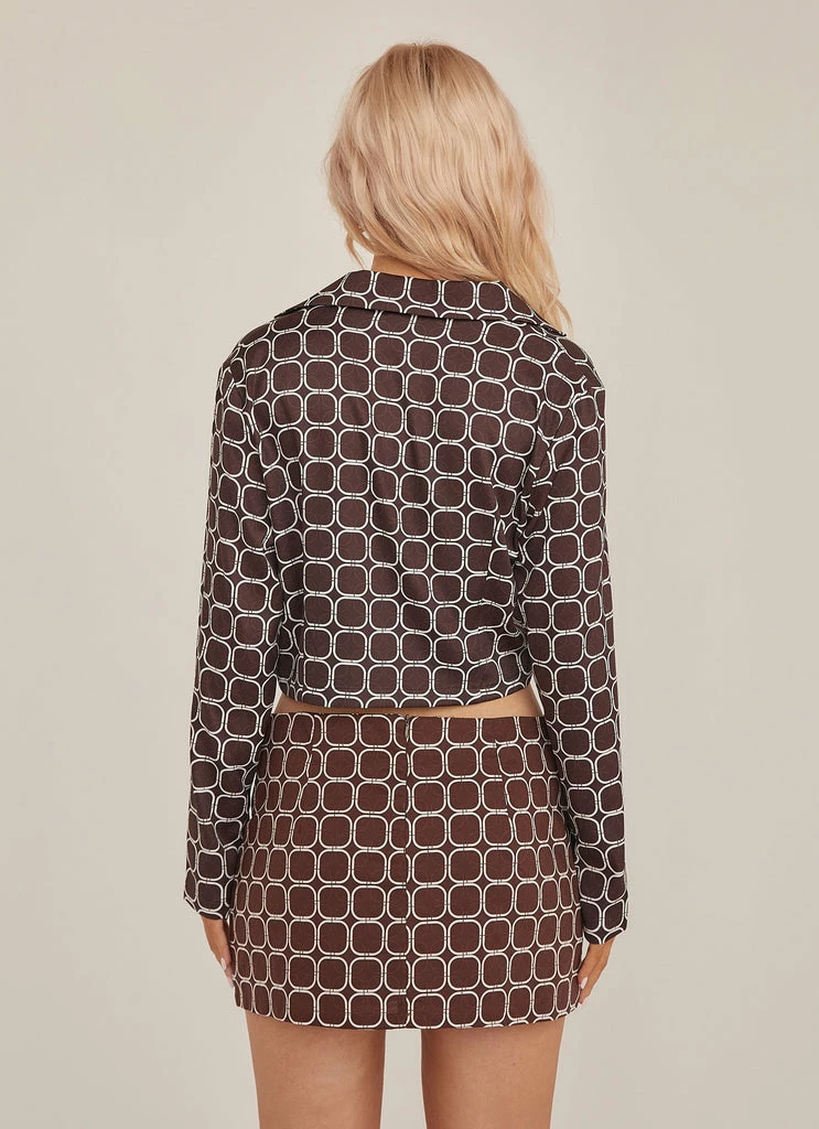 Riley Hubatka X Peppermayo - Cobain Crop Shirt - Chocolate Geo - Image 6