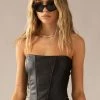 Peppermayo Exclusive - Run The Show PU Bustier Top - Black