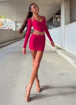 Peppermayo Exclusive - Sienna Mesh Halter Top - Magenta