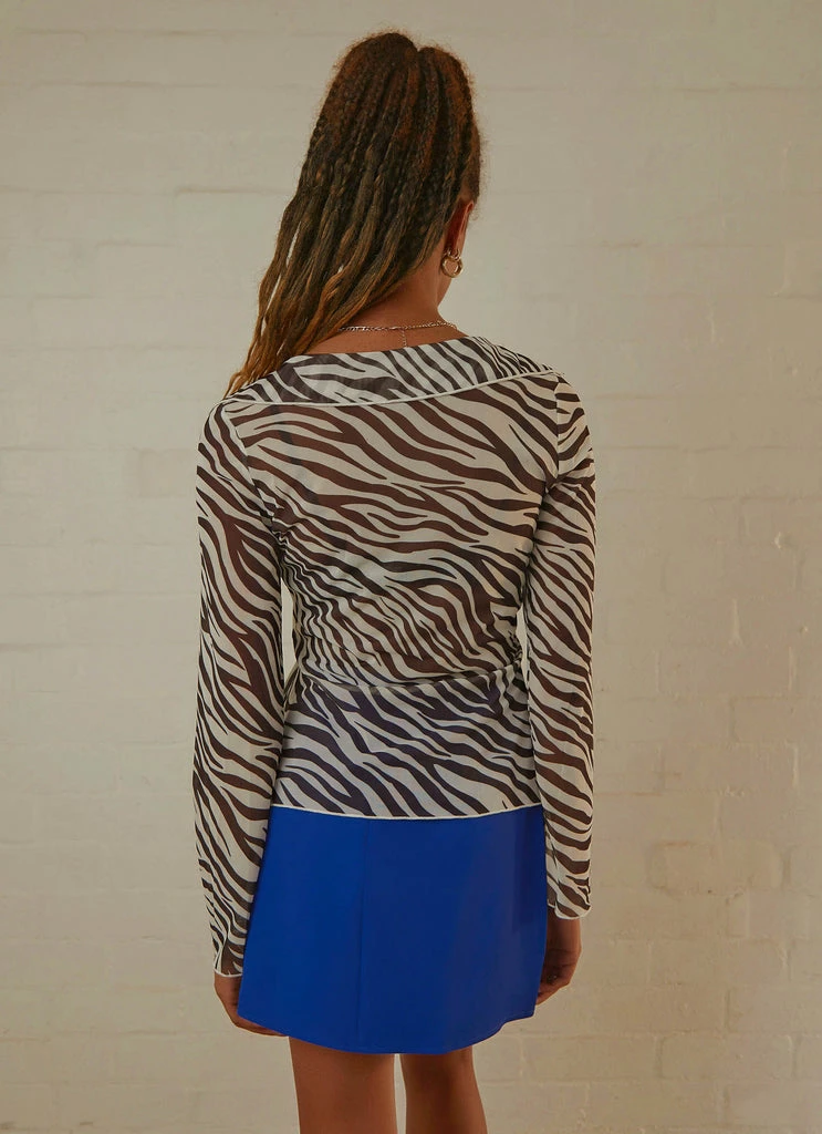Peppermayo Exclusive - Parisian Balcony Tie Top - Zebra - Image 5