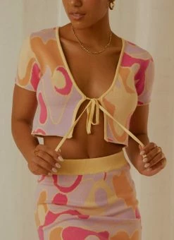 Peppermayo Exclusive - On The Record Knit Tie Top - Psychedelic