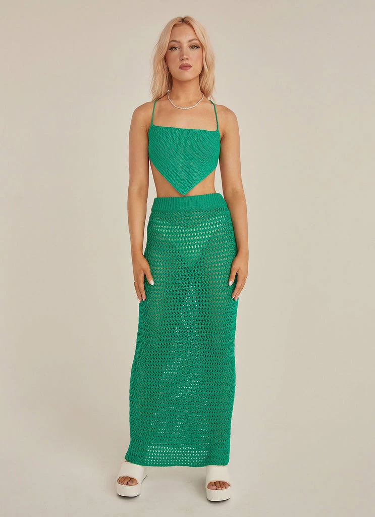 Riley Hubatka X Peppermayo - Tan Lines Crochet Crop Top - Green - Image 3