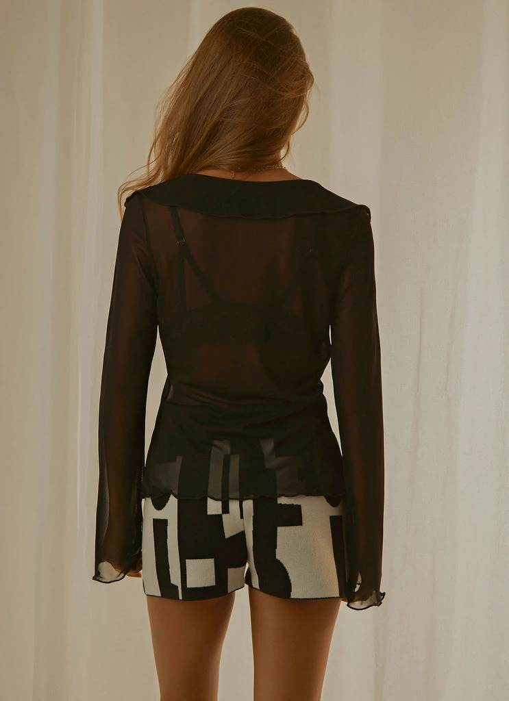 Peppermayo Exclusive - Parisian Balcony Tie Top - Black - Image 5