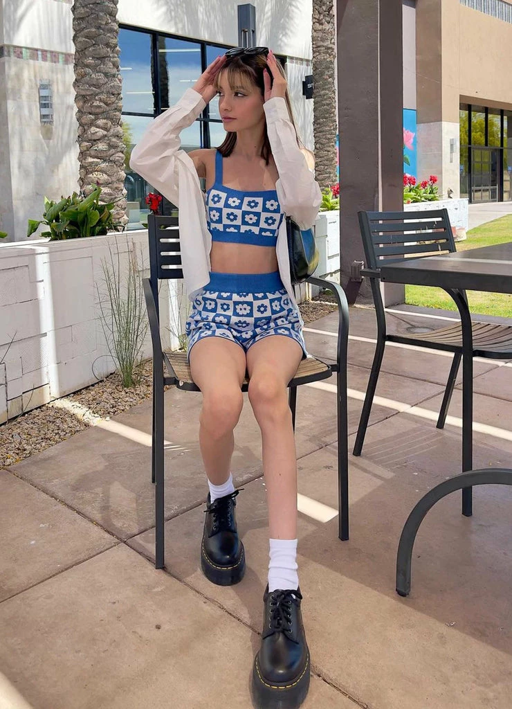 Peppermayo Exclusive - Remix It Knit Crop - Mod Blue Floral - Image 2