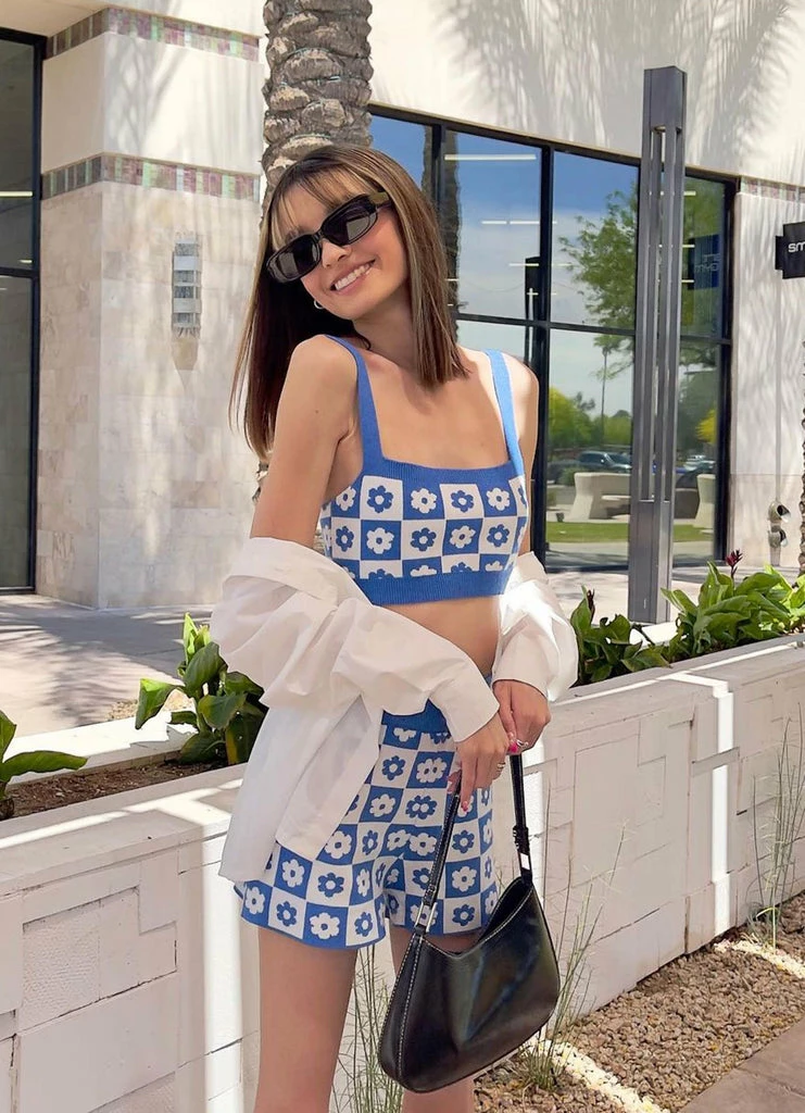 Peppermayo Exclusive - Remix It Knit Crop - Mod Blue Floral