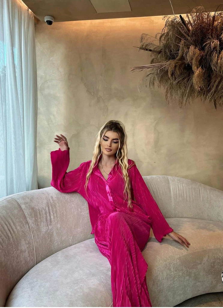 Peppermayo Exclusive - Change Of Pace Plisse Shirt - Magenta - Image 2