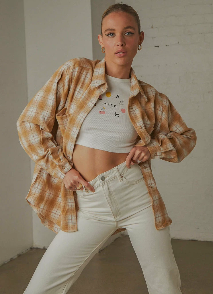 Peppermayo - Know No Better Shirt - Beige Plaid