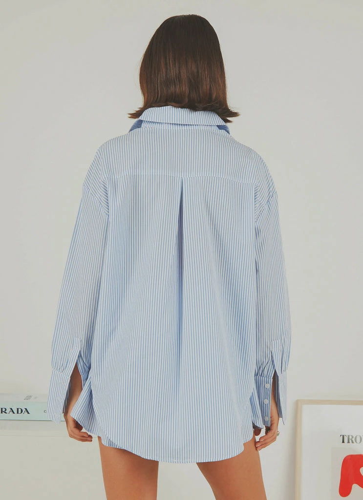 Peppermayo Exclusive - Wanderer Oversized Shirt - Blue & White Stripe - Image 4