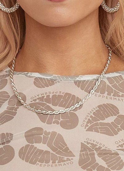 Riley Hubatka X Peppermayo - Midnight Kisses Mesh Crop - Greyscale - Image 6