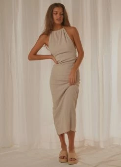 Peppermayo Exclusive - Avoca Halter Maxi Dress - Taupe