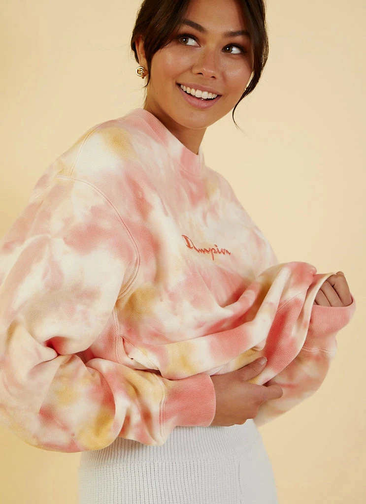 Champion - Reverse Weave Cloud Dye Crew - Pink Tie Dye - Image 2