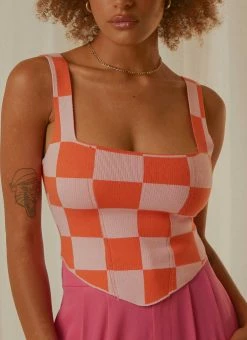 Peppermayo Exclusive - Alfresco Nights Bustier Top - Pink Check