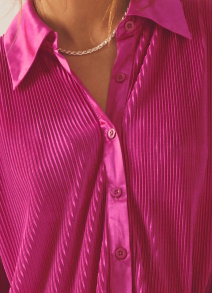 Peppermayo Exclusive - Change Of Pace Plisse Shirt - Magenta - Image 6