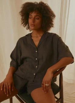 Nude Lucy - Nude Linen Lounge Shirt - Coal