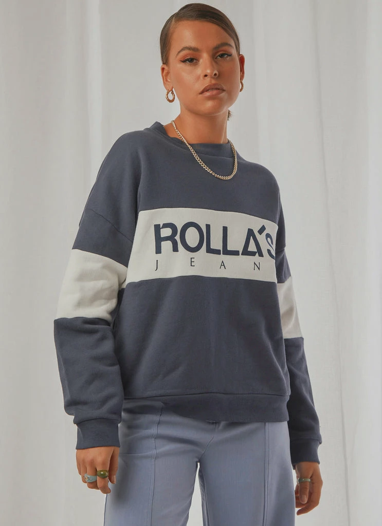 Rolla's Rolla's - Split Logo Sweater - Navy - Image 2