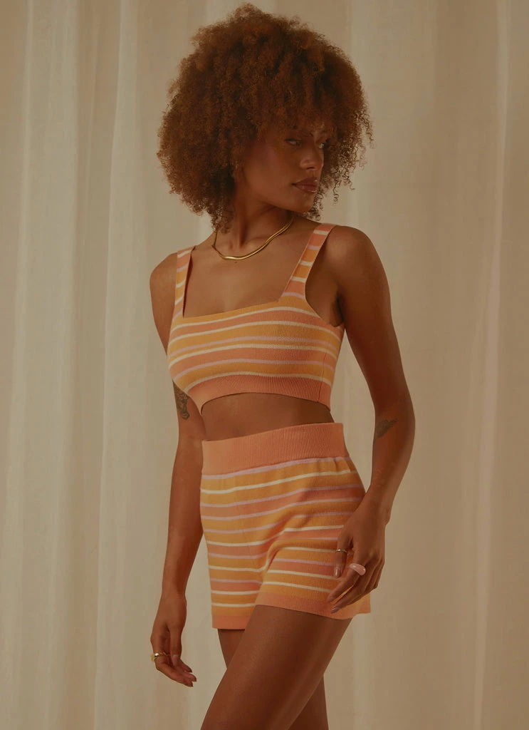 Peppermayo Exclusive - Love Train Knit Crop - Peach Multi Stripe - Image 6