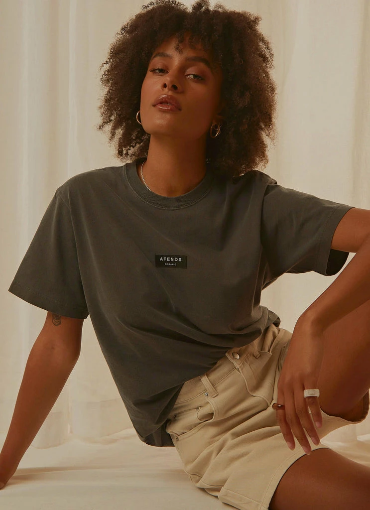 Afends - Society Unisex Retro Fit Tee - Stone Black