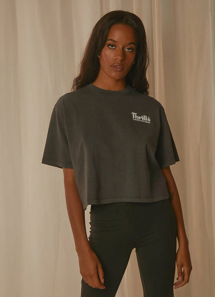 Thrills - Wellness Crop Merch Tee - Merch Black - Image 3
