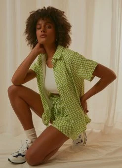 Peppermayo Exclusive - Seventies Groove Shirt - Lime Warp Check
