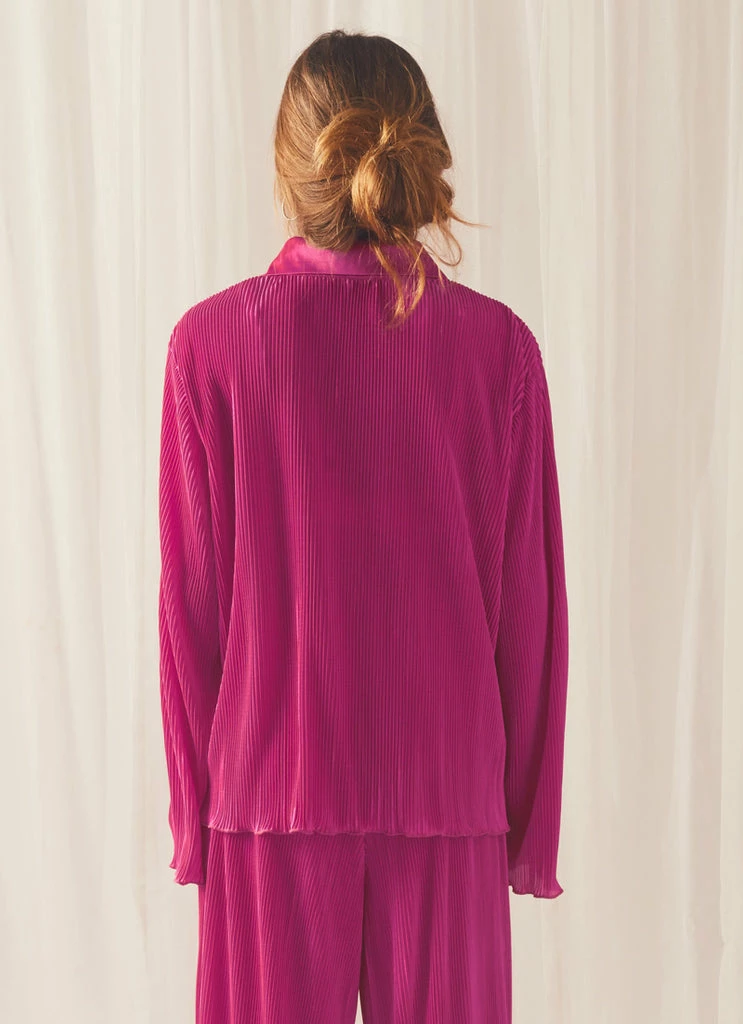 Peppermayo Exclusive - Change Of Pace Plisse Shirt - Magenta - Image 5